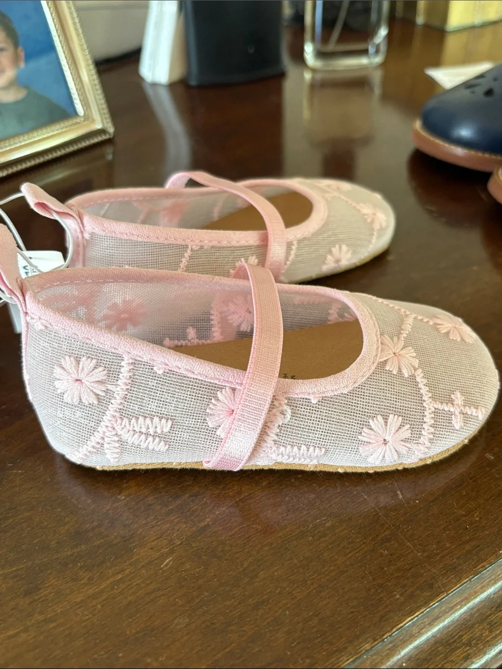 Gymboree Light Pink Floral Mesh Mary Jane Flats for Kids